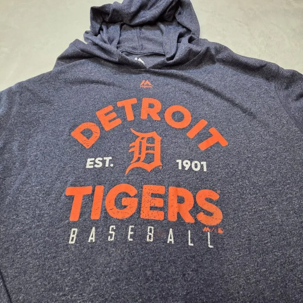 Detroit Tigers Majestic Official MLB Genuine Merch Hoodie Tee Mens 3XL